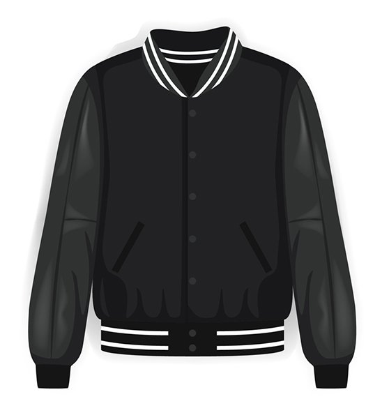 varsity jacket black and white for senior school in Dubai